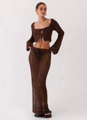 Rosalina Crochet Maxi Skirt - Chocolate