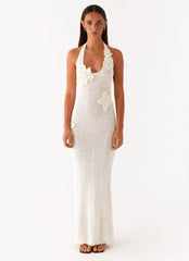 Novalee Flower Crochet Maxi Dress - Ivory