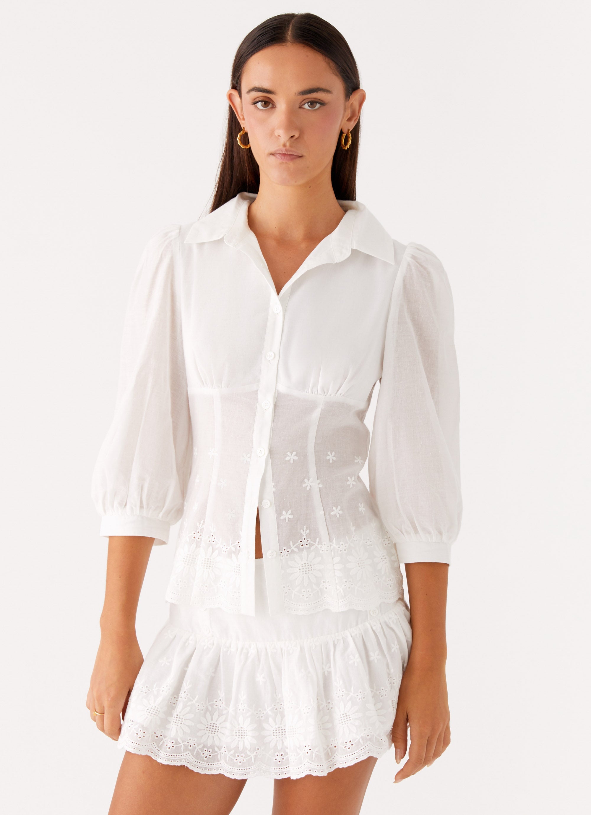 Sync Love Broderie Mini Skirt - White