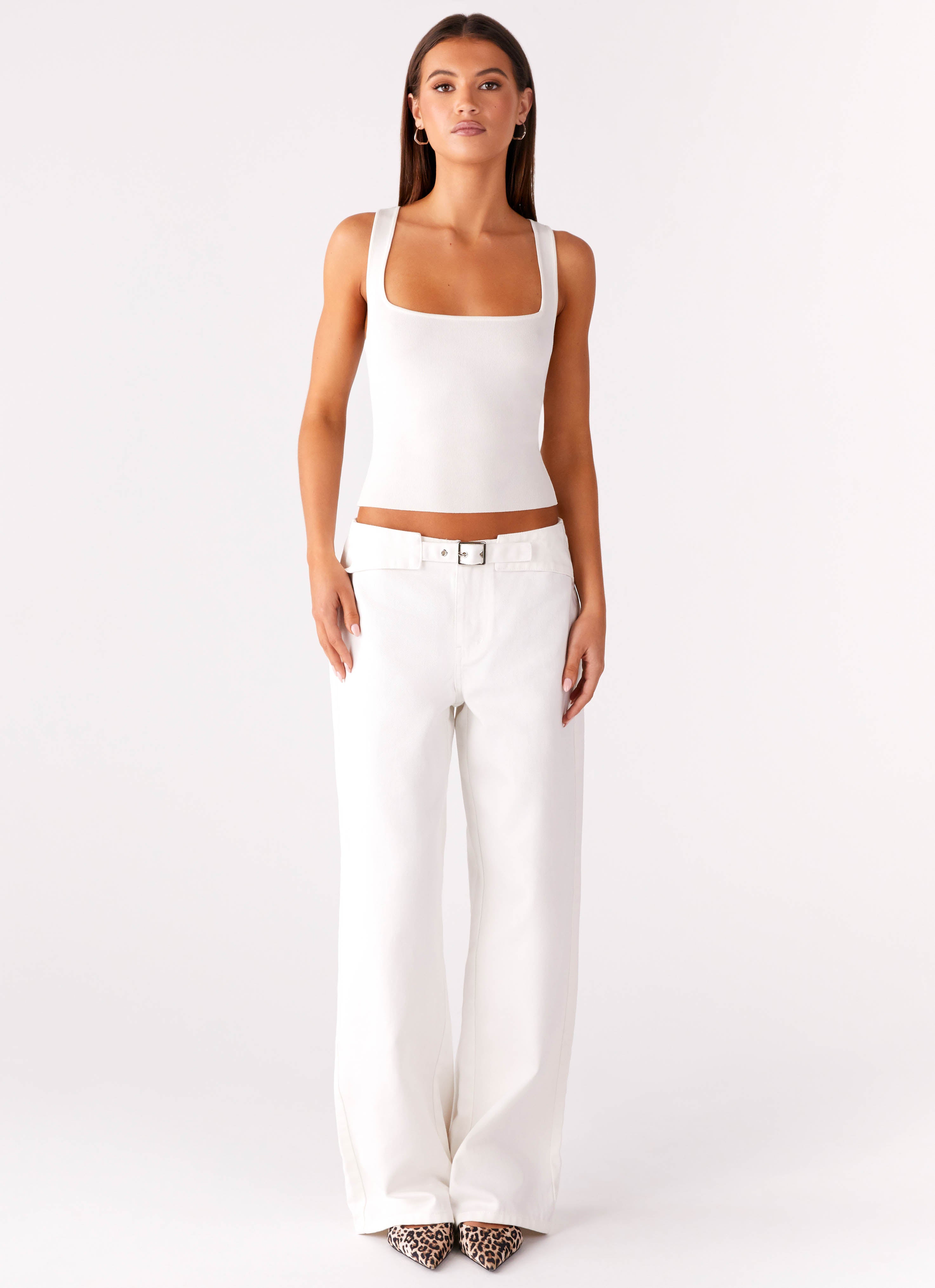 Texas Low Rise Denim Jeans - White